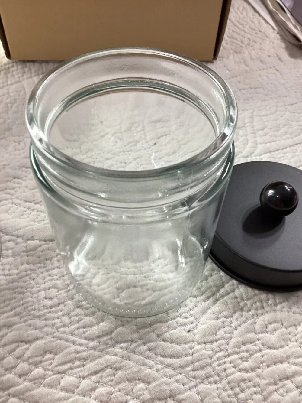 Amolliar Apothecary Glass Jar Set of 2* Lids*Labels For Cotton Balls & Swabs*NIB